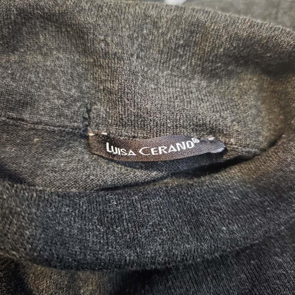 Luisa Cerano Silk Cashmere Blend Turtleneck Sweater Dark Charcoal Size 10 / Medi - Picture 11 of 11